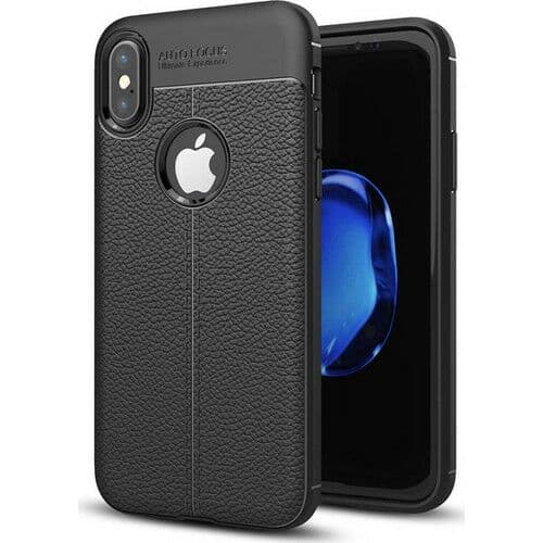 Zore Apple iPhone X Deri Görünümlü Telefon Kılıfı - Siyah