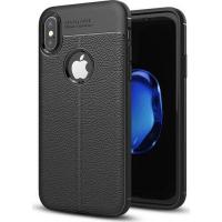 ZORE Apple iPhone x Deri Görünümlü Telefon Kılıfı Siyah