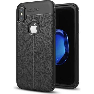 ZORE Apple iPhone x Deri Görünümlü Telefon Kılıfı Siyah