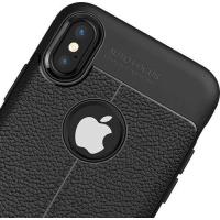 ZORE Apple iPhone x Deri Görünümlü Telefon Kılıfı Siyah